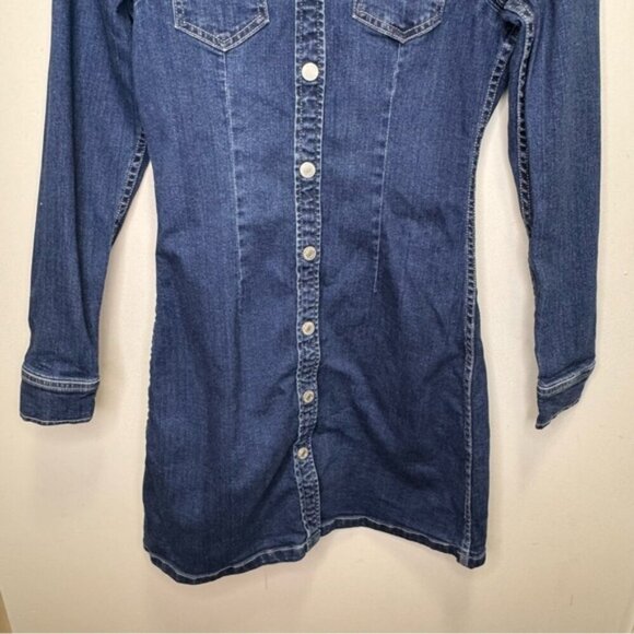 Dex Denim Long Sleeve Button Down Mini Dress Size XS - Picture 5 of 10